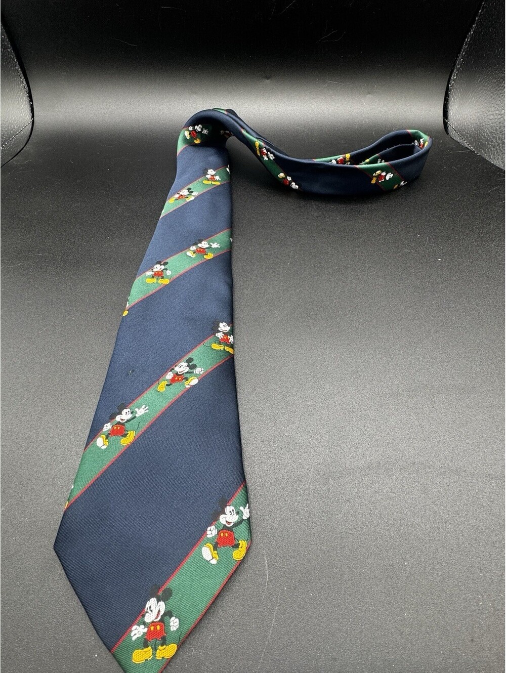 Disney Mickey Mouse Striped Necktie Blue Green Vintage Disney Fashion Tie